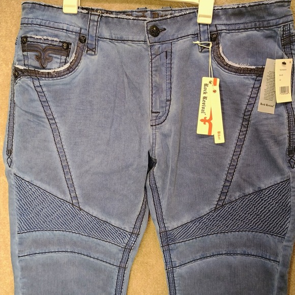 Rock Revival Blue Straight Men's Jeans - Picture 4 of 16